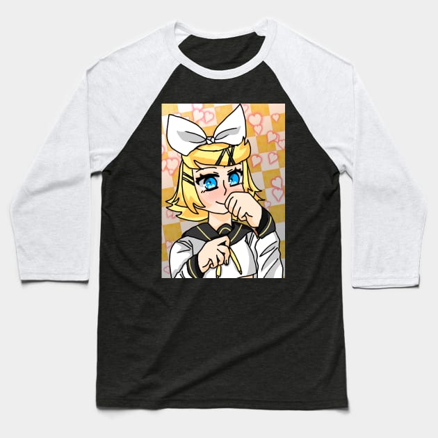 Kagamine Rin Cute Baseball T-Shirt by Wiley Blue 